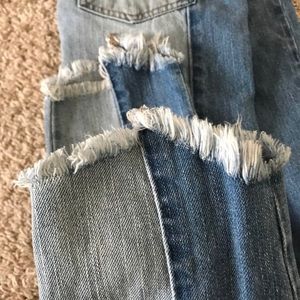 Two Tone High Waisted Mom Jeans